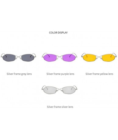 Square Vintage Brand Small Metal Frame Women Square Punk Sunglasses uv400 - Purple - CO18NLKMHS3 $23.35