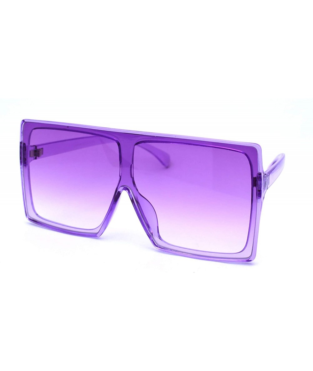 Shield Unique Square Oversize Rectangular Flat Top Mob Sunglasses - Purple - C518AH97XGK $23.75