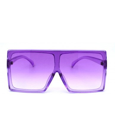 Shield Unique Square Oversize Rectangular Flat Top Mob Sunglasses - Purple - C518AH97XGK $23.75