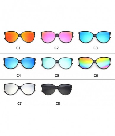 Cat Eye 2019 New Sunglasses Women Driving Mirrors vintage For Women cat eye Reflective flat lens Sun Glasses - C6 - C618W4EGH...