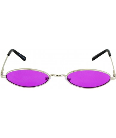 Oval Small Tiny Oval Vintage Sunglasses for Women Metal Frames Designer Gothic Glasses - Purple and Red - CV18U96UOAL $28.60