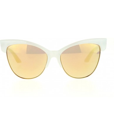 Butterfly Oversized Cateye Butterfly Sunglasses Womens Mirror Lens Fashion Shades - White (Peach Mirror) - C9187S705ZS $21.70