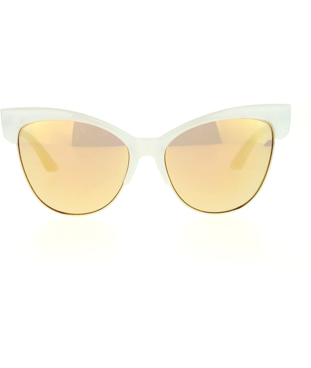 Butterfly Oversized Cateye Butterfly Sunglasses Womens Mirror Lens Fashion Shades - White (Peach Mirror) - C9187S705ZS $21.70