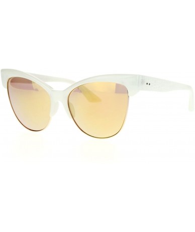 Butterfly Oversized Cateye Butterfly Sunglasses Womens Mirror Lens Fashion Shades - White (Peach Mirror) - C9187S705ZS $21.70