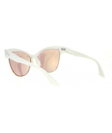 Butterfly Oversized Cateye Butterfly Sunglasses Womens Mirror Lens Fashion Shades - White (Peach Mirror) - C9187S705ZS $21.70