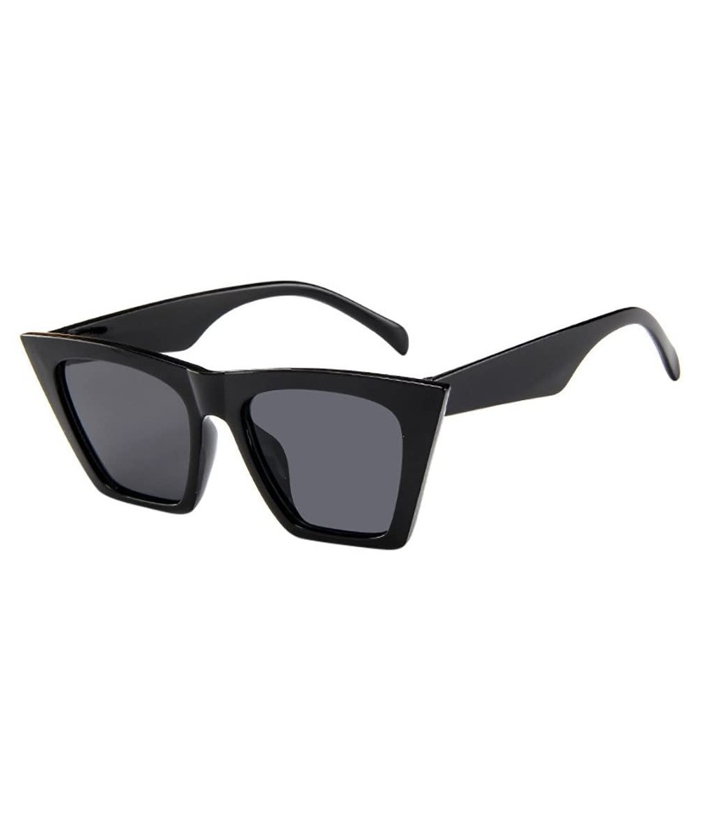 Oversized fashion women ladies oversized sunglasses vintage retro cat eye sunglasses - Black - CO19873G6HU $16.16