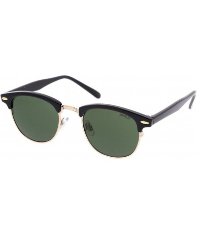 Rimless Classic Horn Rimmed Neutral Colored Lens Semi-Rimless Sunglasses 49mm - Black-gold / Green - CY12NRZT1N3 $19.71