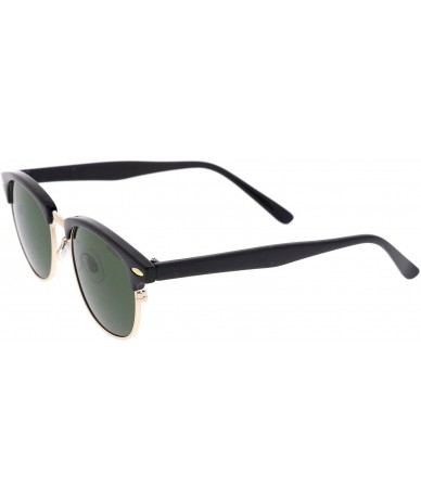 Rimless Classic Horn Rimmed Neutral Colored Lens Semi-Rimless Sunglasses 49mm - Black-gold / Green - CY12NRZT1N3 $19.71