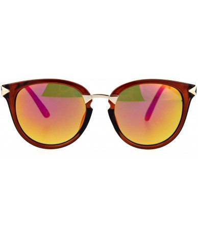 Wayfarer Mirrored Lens Crooked Bolt Arrow Arm Horn Rim Retro Sunglasses - Brown Fuchsia - CZ12D7IOLC1 $23.22