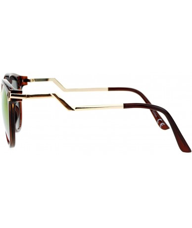 Wayfarer Mirrored Lens Crooked Bolt Arrow Arm Horn Rim Retro Sunglasses - Brown Fuchsia - CZ12D7IOLC1 $23.22