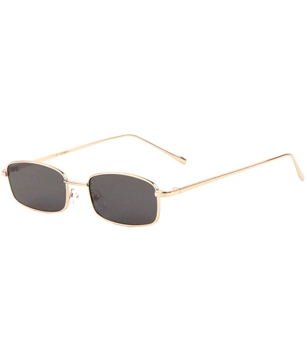 Rectangular Thin Frame Rounded Rectangular Color Lens Sunglasses - Black - CN198D95TNU $25.63