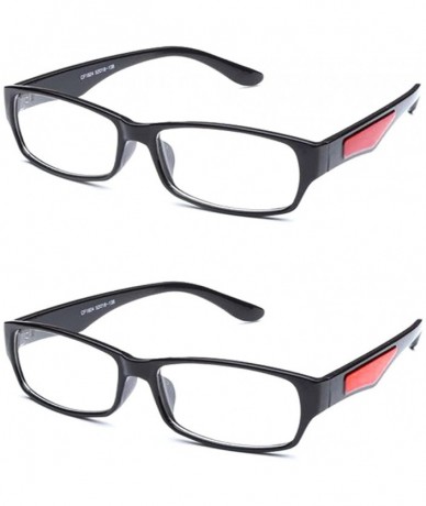 Square Casual Simple Squared Durable Frames Temple Design Clear Eye Glasses - 2 Pack Red & Orange - CV182G355HD $21.44