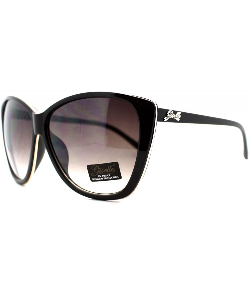 Butterfly Giselle Womens Sunglasses Oversized Square Butterfly Designer Fashion - Black Gold - C218905S8C2 $17.88