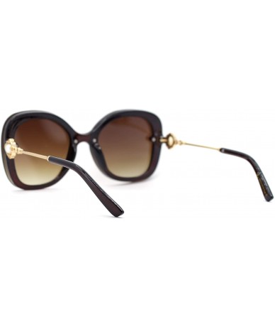 Oversized Womens Pearl Brooch Jewel Hinge Designer Fashion Sunglasses - All Brown - CN18U0KUO03 $23.20