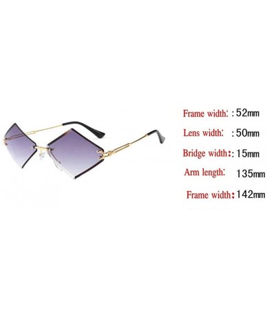 Rimless Women Rimless Polygon Sunglasses Brand Designer Vintage Sun Glasses Retro Gradient Lens Shades - Gray - CU18M743OI7 $...