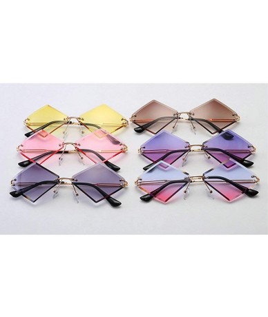 Rimless Women Rimless Polygon Sunglasses Brand Designer Vintage Sun Glasses Retro Gradient Lens Shades - Gray - CU18M743OI7 $...