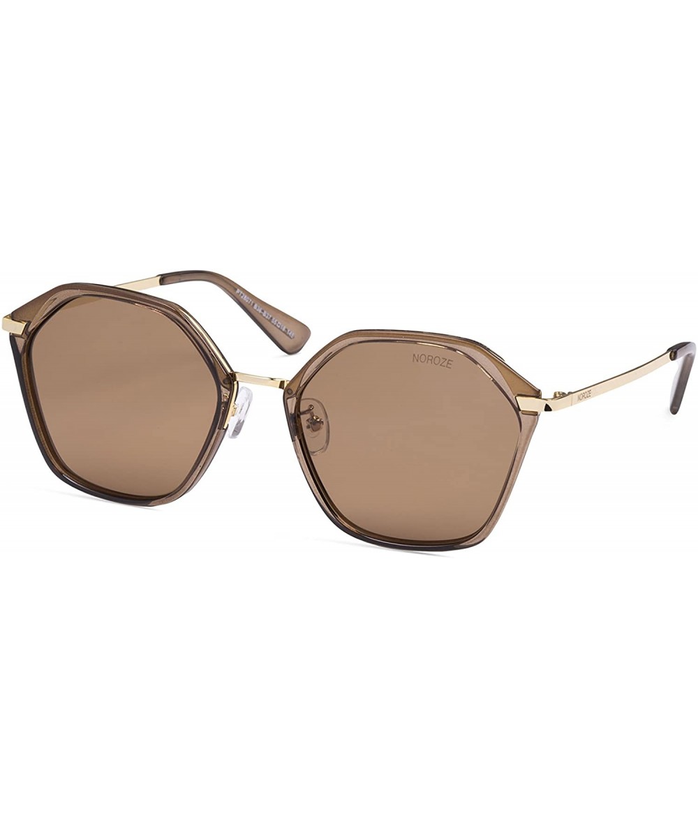 Square Women Sunglasses Polarized Retro Summer Shades - Brown 36-37 - C218EDI2DDI $43.53