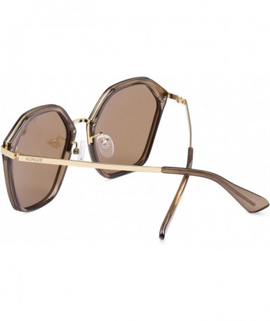 Square Women Sunglasses Polarized Retro Summer Shades - Brown 36-37 - C218EDI2DDI $43.53