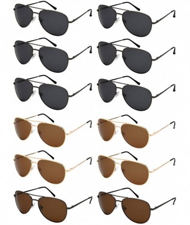 Aviator 12 Pack Classic Bulk Wholesale Polarized Metal Aviator Sunglasses for Men Women UV400 - CM18OAXUG4Z $66.70