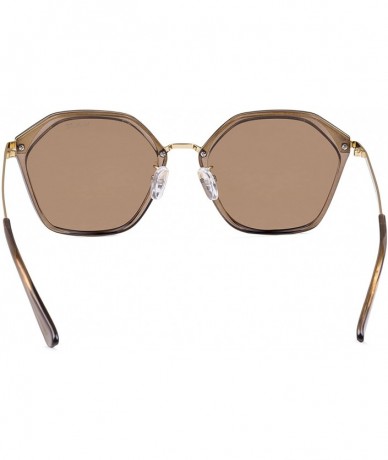 Square Women Sunglasses Polarized Retro Summer Shades - Brown 36-37 - C218EDI2DDI $43.53