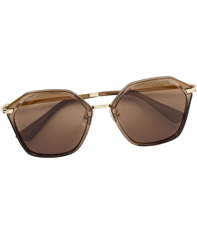 Square Women Sunglasses Polarized Retro Summer Shades - Brown 36-37 - C218EDI2DDI $43.53