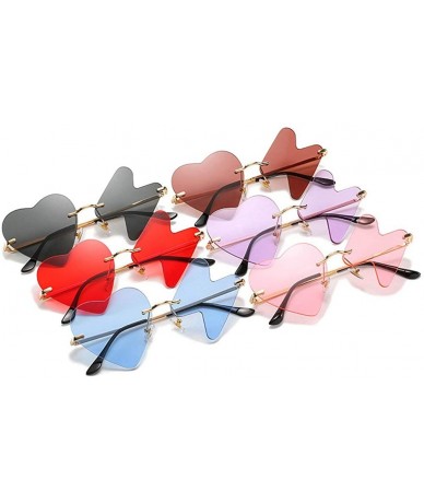 Goggle Fashion Women Love Heart Shaped Sunglasses Vintage frameless sunglasses men's Red Yellow Chic unique sun glasses - C91...