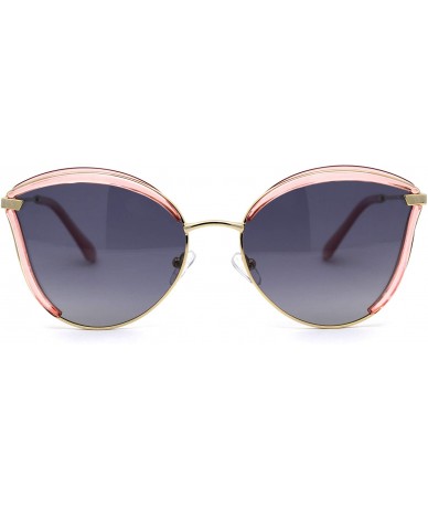 Butterfly Womens Polarized Half Double Rim Butterfly Chic 90s Fashion Sunglasses - Pink Gold Smoke - CU192AK06OI $23.50