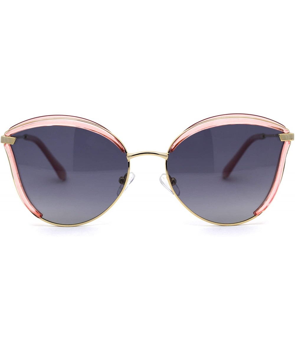 Butterfly Womens Polarized Half Double Rim Butterfly Chic 90s Fashion Sunglasses - Pink Gold Smoke - CU192AK06OI $23.50