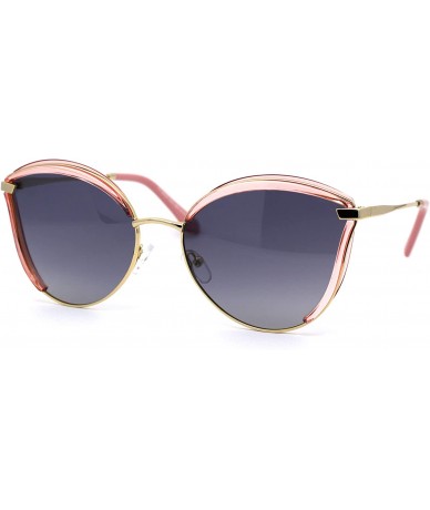 Butterfly Womens Polarized Half Double Rim Butterfly Chic 90s Fashion Sunglasses - Pink Gold Smoke - CU192AK06OI $23.50