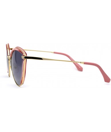 Butterfly Womens Polarized Half Double Rim Butterfly Chic 90s Fashion Sunglasses - Pink Gold Smoke - CU192AK06OI $23.50