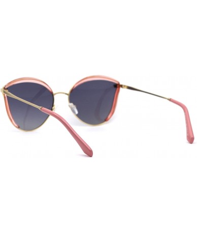 Butterfly Womens Polarized Half Double Rim Butterfly Chic 90s Fashion Sunglasses - Pink Gold Smoke - CU192AK06OI $23.50