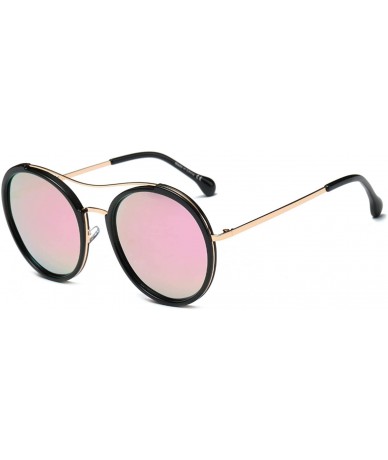 Goggle Unisex Polarized Round Fashion Sunglasses - Pink - CU18WR9T0RW $38.65