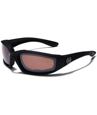 Shield Padded Bikers Sport Sunglasses Offered in Variety of Colors - Black - Brown - C011P3RN5MH $18.61