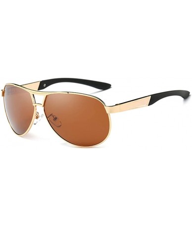 Oversized Fashion Retro Biker Oversized Polarized Sunglasses for Men and Women ABS - Gold - CS18ZX92IGC $23.00