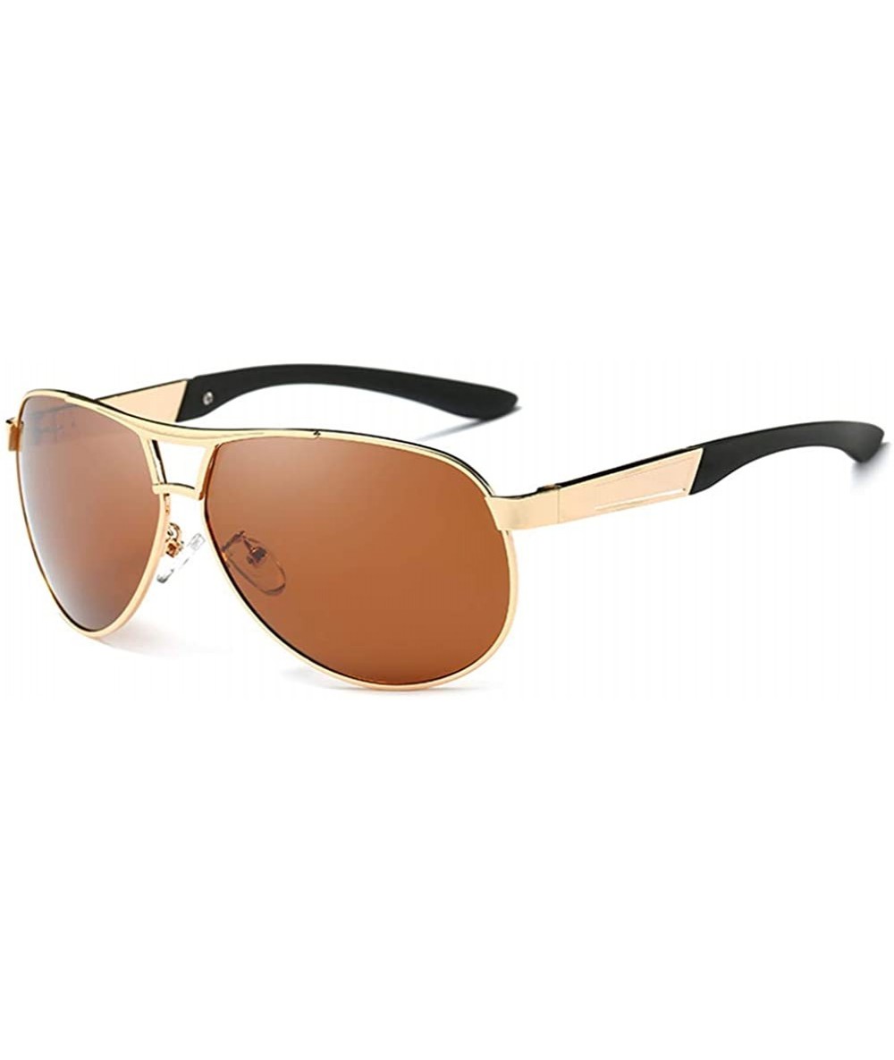 Oversized Fashion Retro Biker Oversized Polarized Sunglasses for Men and Women ABS - Gold - CS18ZX92IGC $23.00