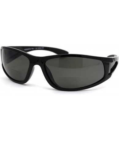 Sport Mens Indestructible TR90 Frame Warp Polarized Sport Bifocal Reading Sunglasses - Shiny Black - CC18X9ZAH9X $43.14