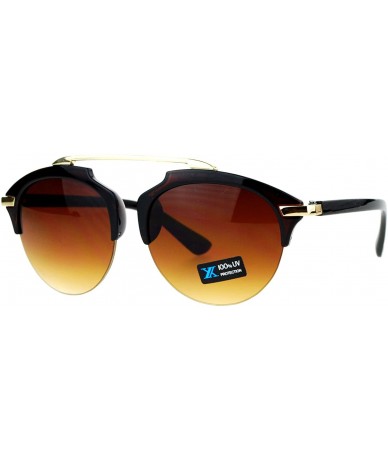 Wayfarer Half Rim Retro Top Flat Bridge Luxury Fashion Sunglasses - Brown - C312FJV64SX $18.49