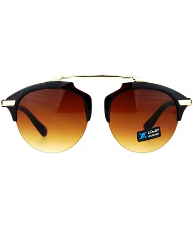 Wayfarer Half Rim Retro Top Flat Bridge Luxury Fashion Sunglasses - Brown - C312FJV64SX $18.49