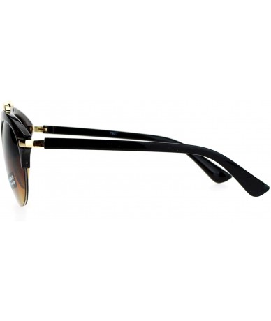 Wayfarer Half Rim Retro Top Flat Bridge Luxury Fashion Sunglasses - Brown - C312FJV64SX $18.49