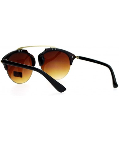 Wayfarer Half Rim Retro Top Flat Bridge Luxury Fashion Sunglasses - Brown - C312FJV64SX $18.49