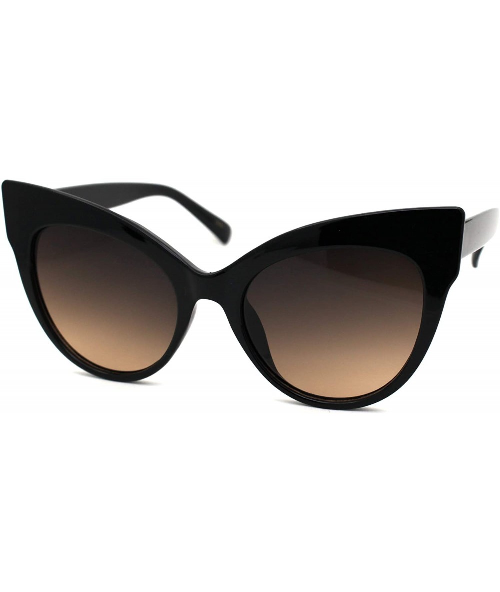 Oversized Womens Oversize Thick Eyebrow Cat Eye Horn Rim Sunglasses - Black Brown - CR18ZRE39WI $18.73