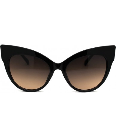 Oversized Womens Oversize Thick Eyebrow Cat Eye Horn Rim Sunglasses - Black Brown - CR18ZRE39WI $18.73