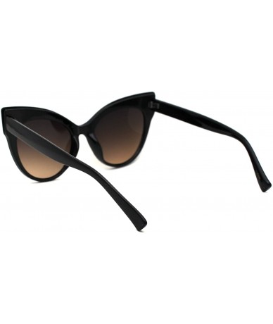 Oversized Womens Oversize Thick Eyebrow Cat Eye Horn Rim Sunglasses - Black Brown - CR18ZRE39WI $18.73