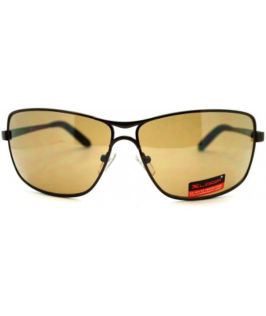 Square Men's Sunglasses Square Rectangular Metal Spring Hinge - Brown - CU11N0WMQ95 $17.66