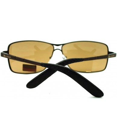 Square Men's Sunglasses Square Rectangular Metal Spring Hinge - Brown - CU11N0WMQ95 $17.66