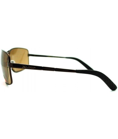 Square Men's Sunglasses Square Rectangular Metal Spring Hinge - Brown - CU11N0WMQ95 $17.66