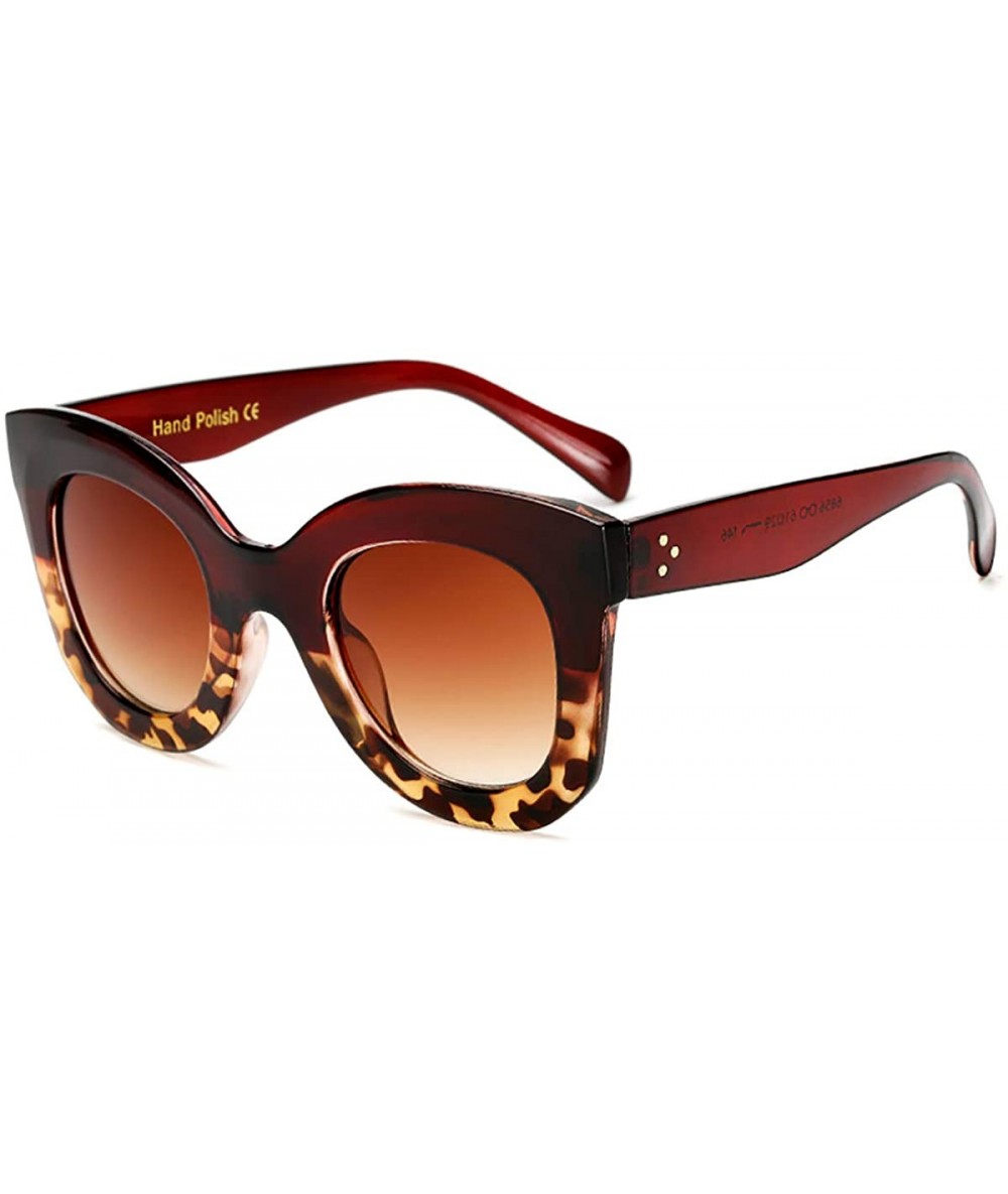 Goggle Vintage Oval Sunglasses Women-Cat Eye Owersized Lens-Fashion Leopard Eyewear - C - C3190ECIDZU $58.34