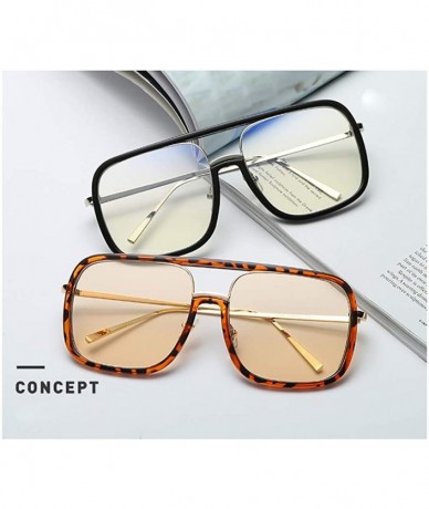 Oversized Oversized Pilot Glasses Square Vintage Fashion Designer glasses for Men Women Black Frame Transparrent - Pink - CB1...