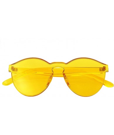 Round Mono Block Rimless PC Color Tone Lens Sunglasses Eyewear Glasses - Yellow - CC18KKISGLG $18.83