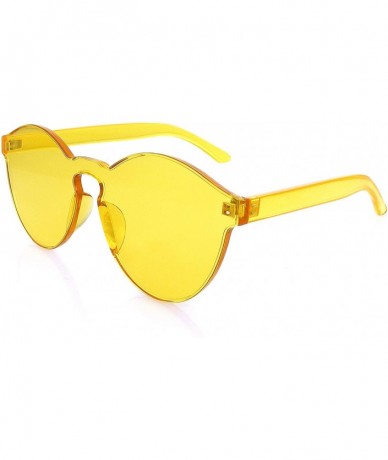 Round Mono Block Rimless PC Color Tone Lens Sunglasses Eyewear Glasses - Yellow - CC18KKISGLG $18.83